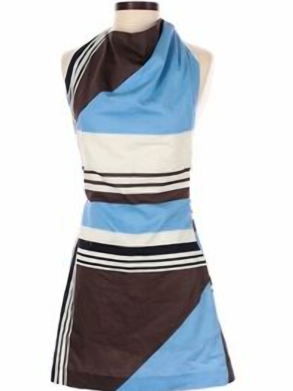 Zara Blue and Cream Striped Maxi Dress